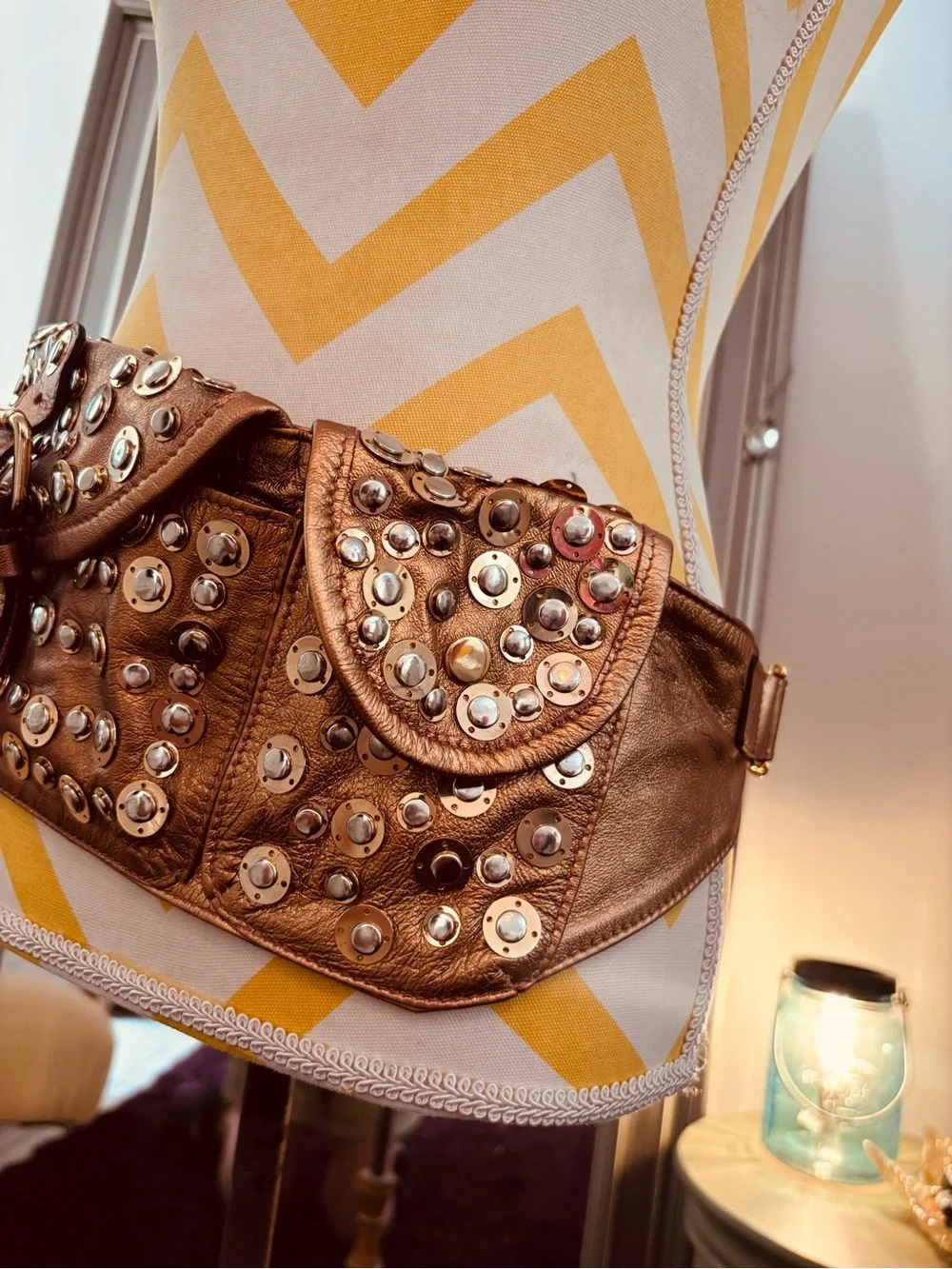 GIGI Metallic Gold Studded Waist Bag🤩😎